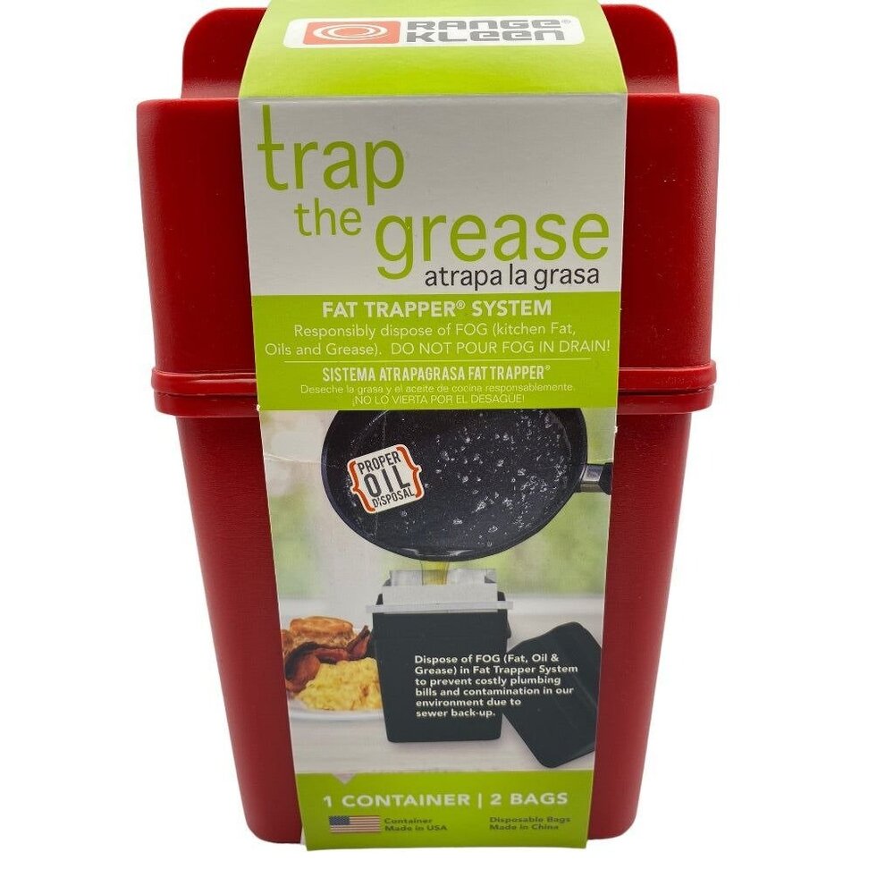 Range Kleen Fat Trapper Starter Kit With 2 Bags Red Lid Easy Disposal New